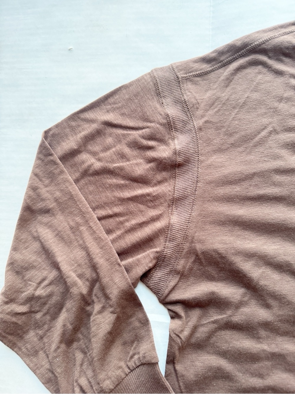 Sundry Open-Back Slub Cotton Long Sleeve Top  in Chocolate Brown NWT - Picture 6 of 16